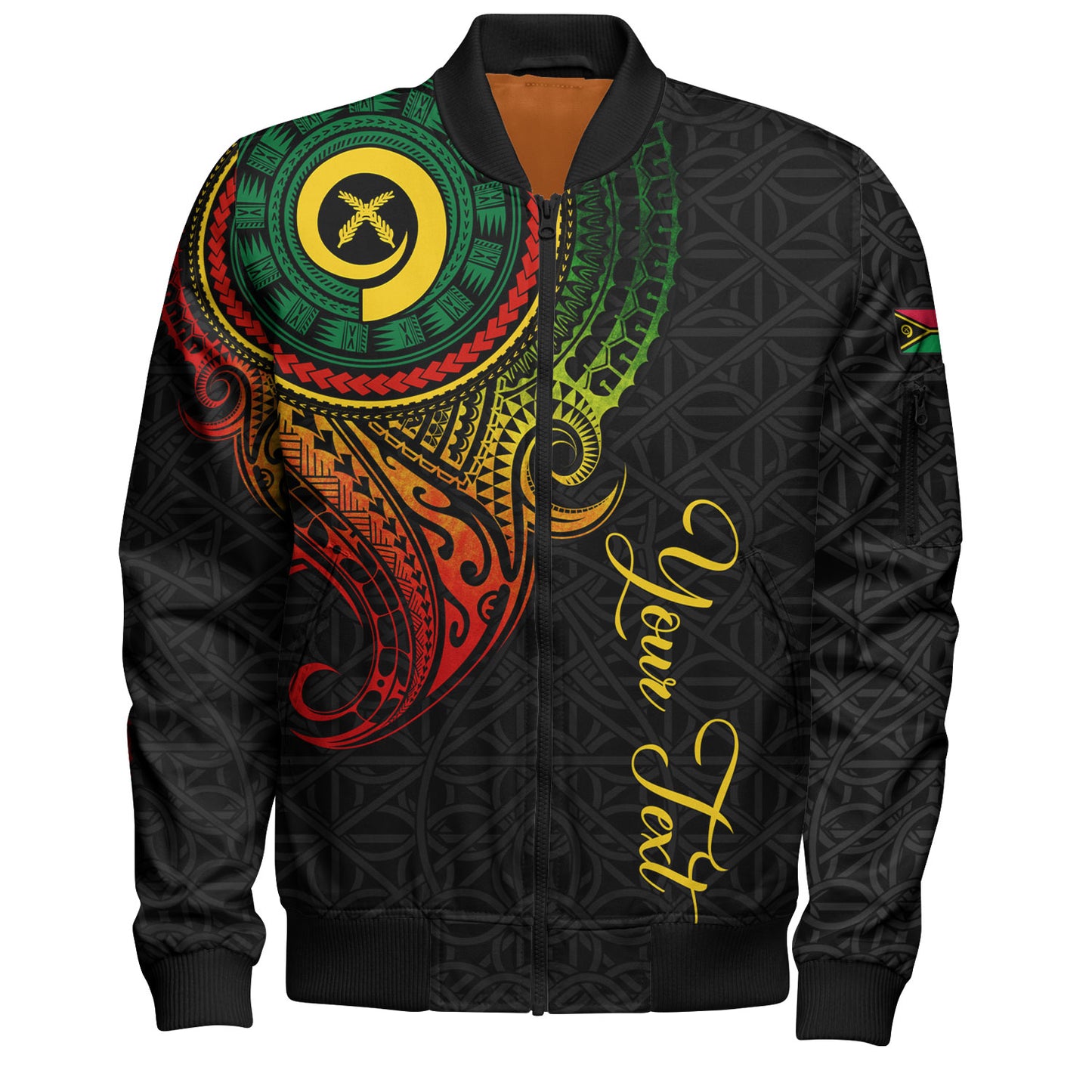 Vanuatu Bomber Jacket Custom Vanuatu Seal Mutis En Atan Patterns Reggae Color