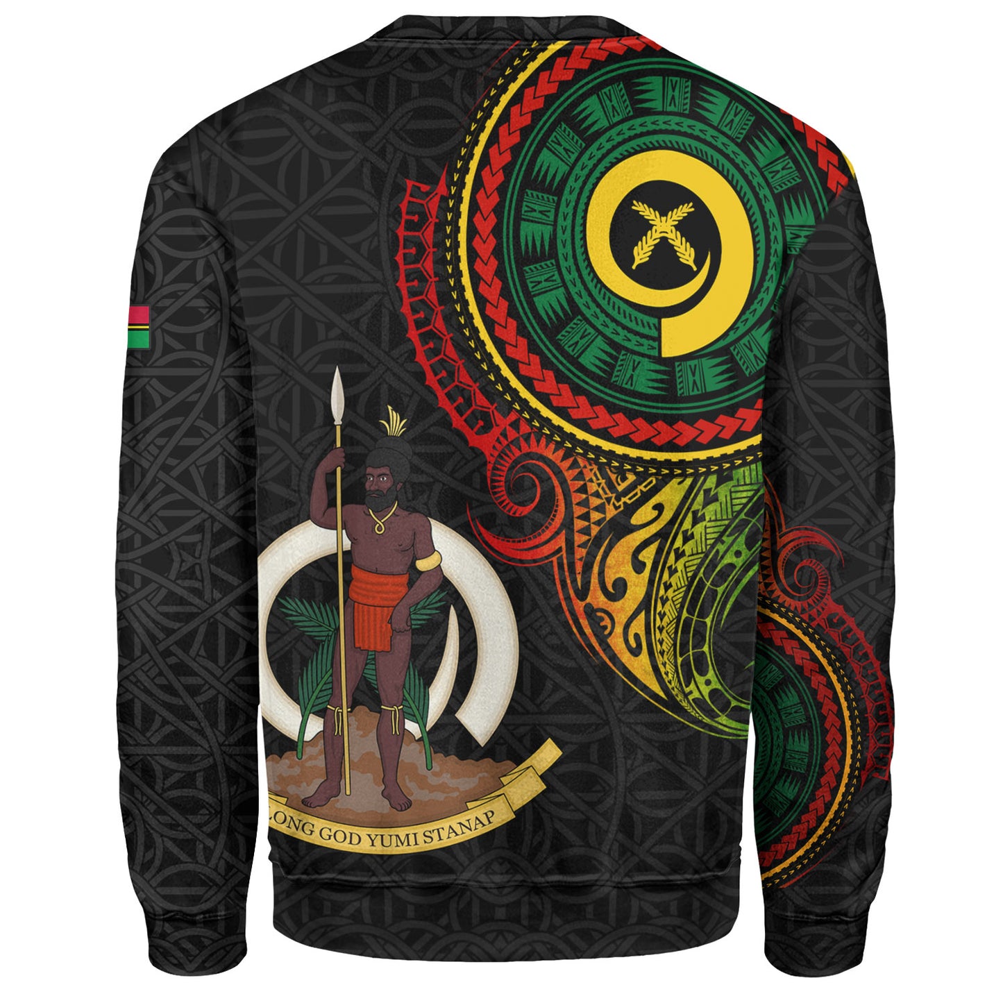 Vanuatu Sweatshirt Custom Vanuatu Seal Mutis En Atan Patterns Reggae Color