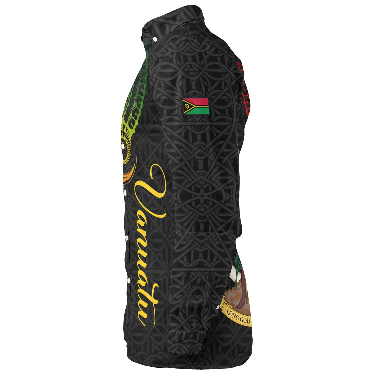 Vanuatu Long Sleeve Shirt Custom Vanuatu Seal Mutis En Atan Patterns Reggae Color
