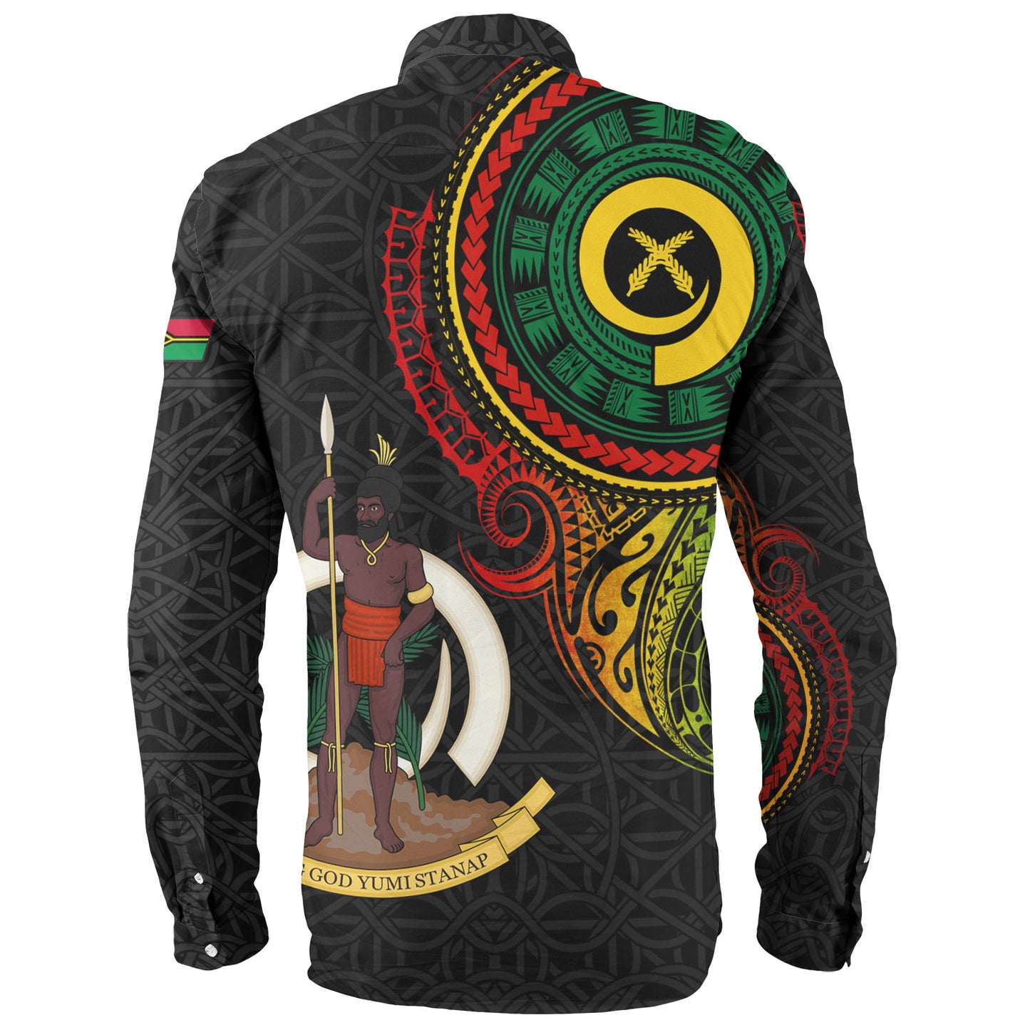 Vanuatu Long Sleeve Shirt Custom Vanuatu Seal Mutis En Atan Patterns Reggae Color