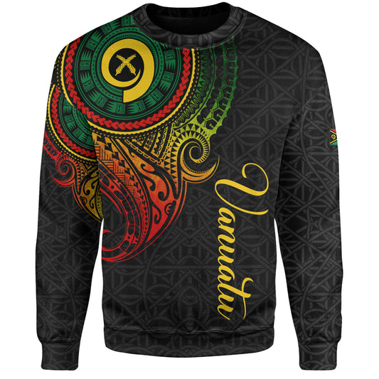 Vanuatu Sweatshirt Custom Vanuatu Seal Mutis En Atan Patterns Reggae Color