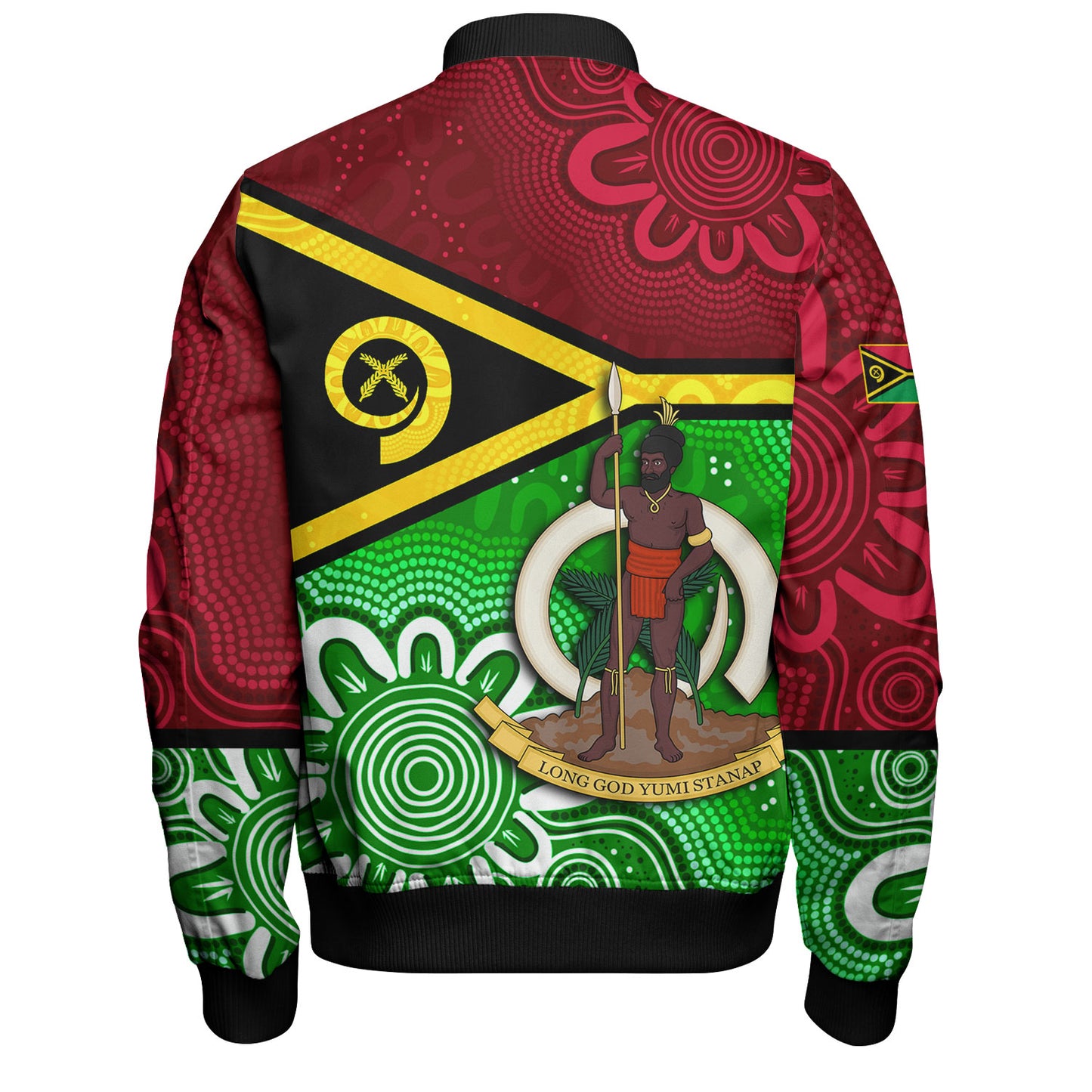 Vanuatu Custom Personalised Bomber Jacket Vanuatu Seal With Aboriginal Patterns Style