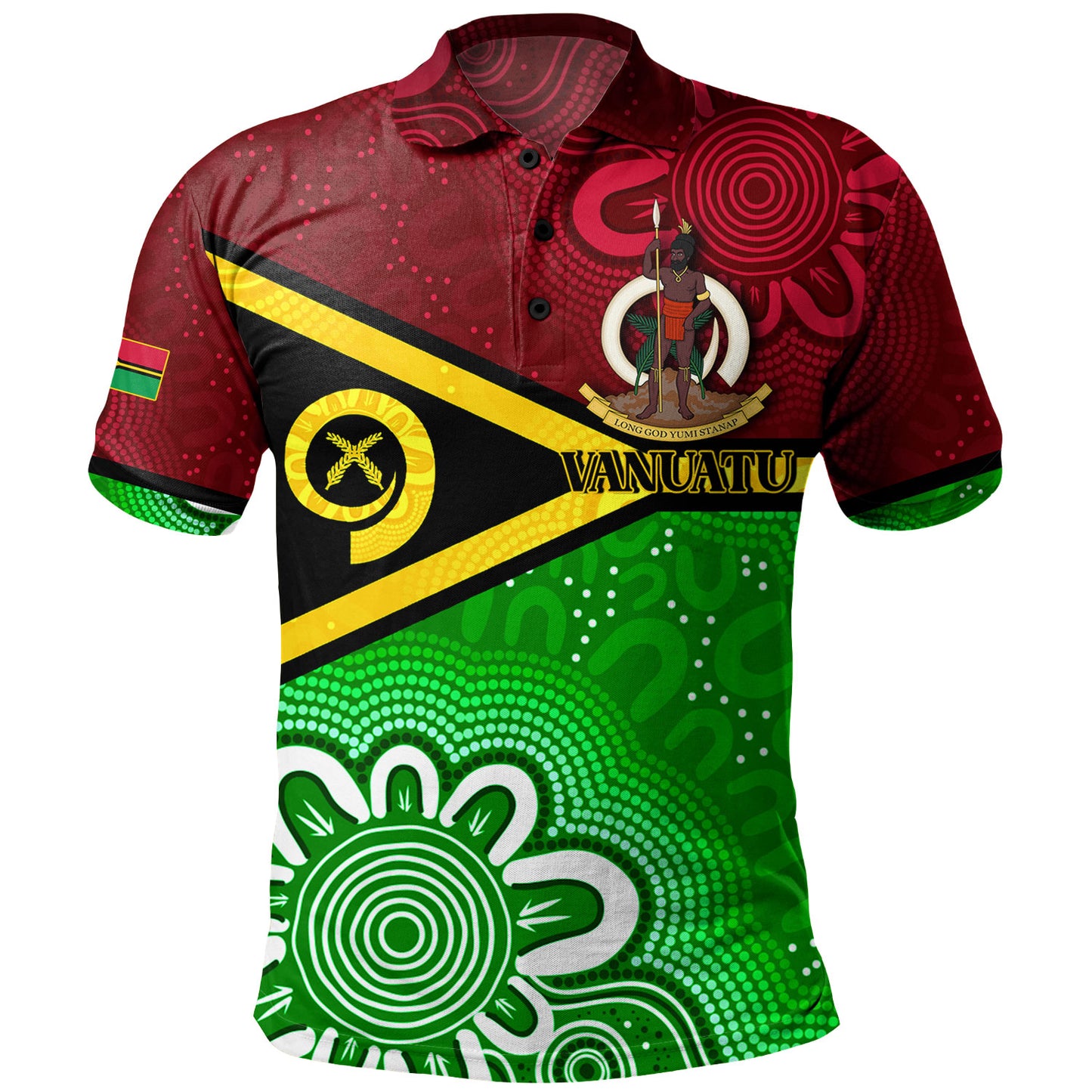 Vanuatu Custom Personalised Polo Shirt Vanuatu Seal With Aboriginal Patterns Style