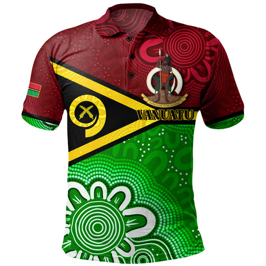 Vanuatu Custom Personalised Polo Shirt Vanuatu Seal With Aboriginal Patterns Style