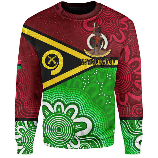 Vanuatu Custom Personalised Sweatshirt Vanuatu Seal With Aboriginal Patterns Style