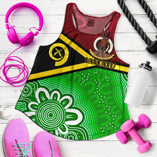 Vanuatu Custom Personalised Women Tank Vanuatu Seal With Aboriginal Patterns Style