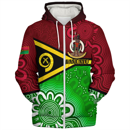 Vanuatu Custom Personalised Sherpa Hoodie Vanuatu Seal With Aboriginal Patterns Style