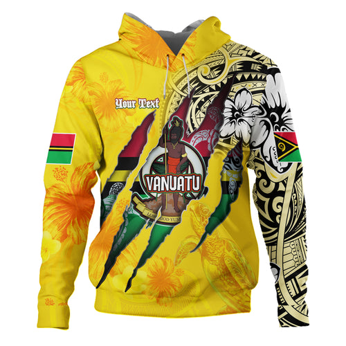 Vanuatu Hoodie Custom Vanuatuan��� Blood Inside Me Polynesian Sleeve Tattoo Tropical Yellow