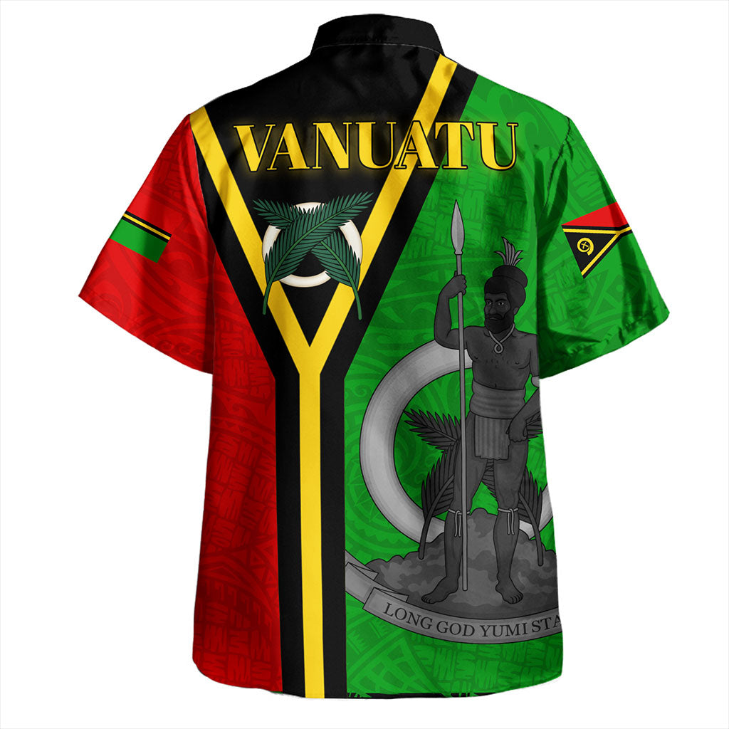Vanuatu Hawaiian Shirt Melanesian Flag Grunge Symbols Pattern