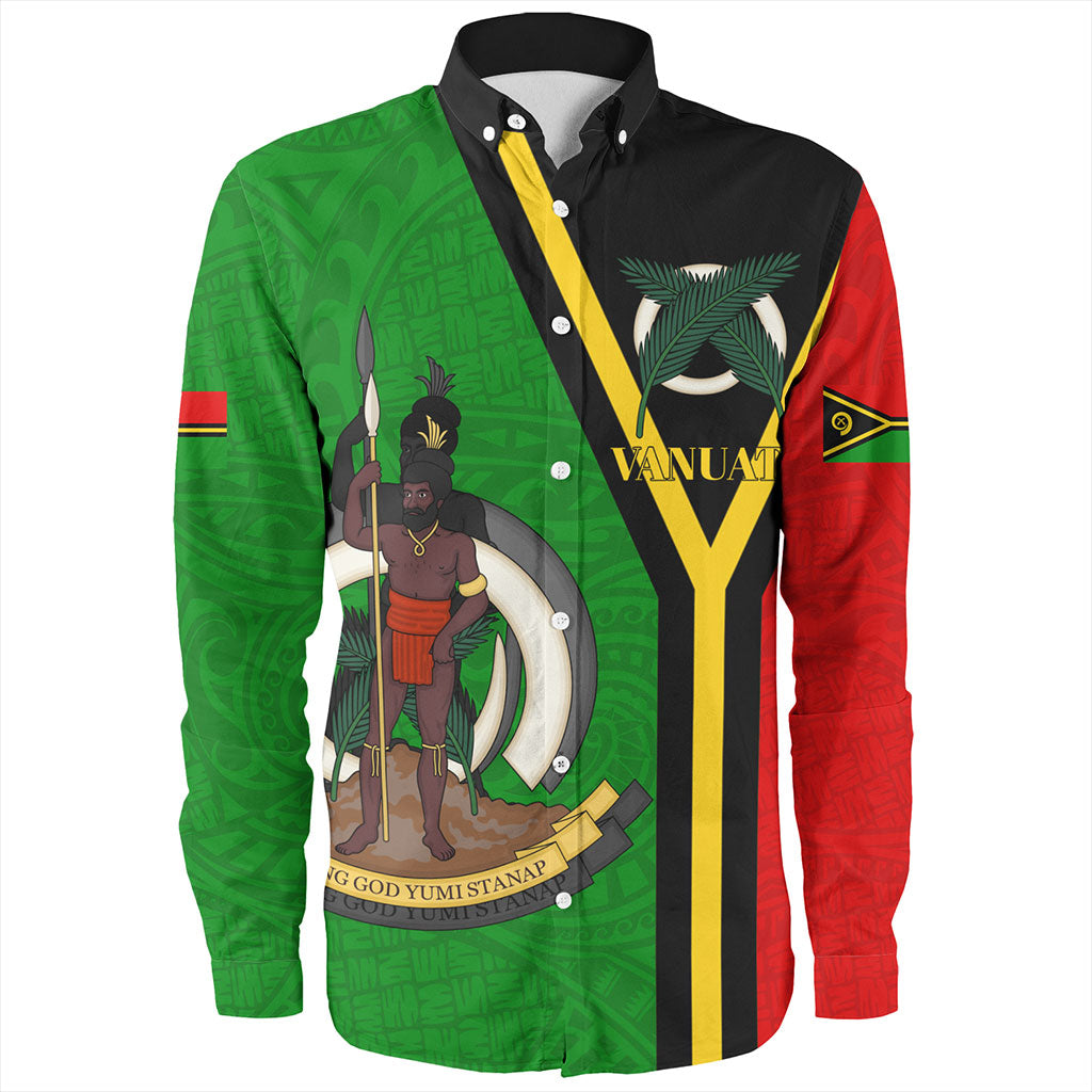 Vanuatu Long Sleeve Shirt Melanesia Flag Design