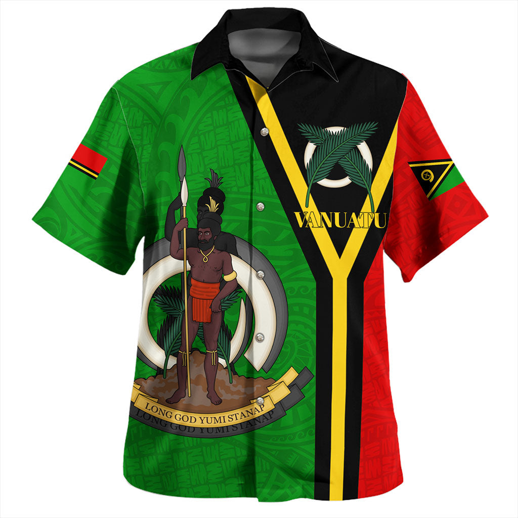 Vanuatu Hawaiian Shirt Melanesian Flag Grunge Symbols Pattern