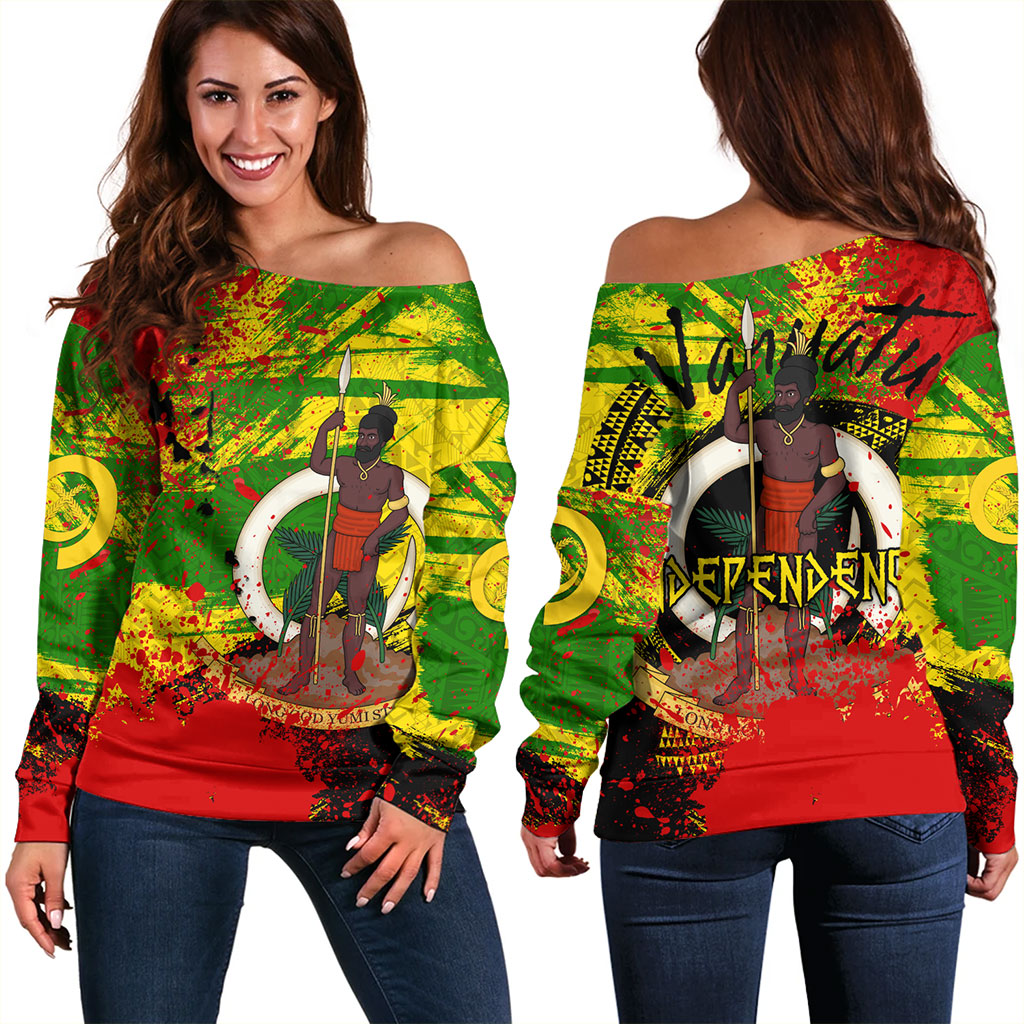 Vanuatu Off Shoulder Sweatshirt Tribal Grunge Style