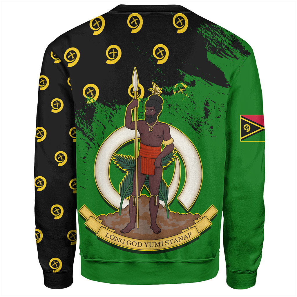 Vanuatu Sweatshirt Melanesian Flag Grunge Symbols Pattern