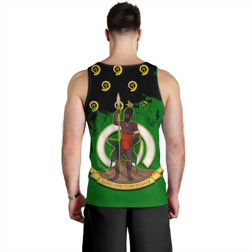 Vanuatu Tank Top Melanesian Flag Grunge Symbols Pattern