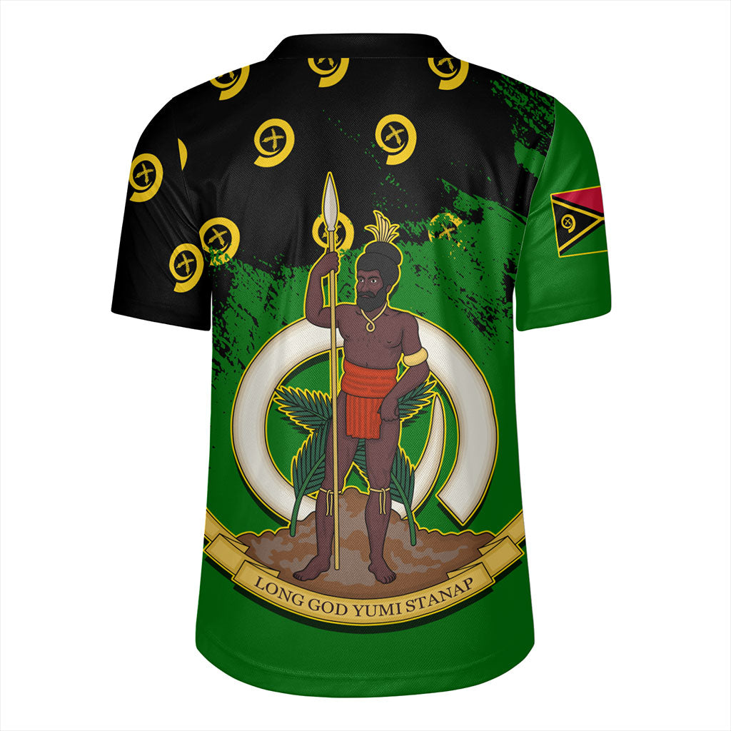 Vanuatu Rugby Jersey Melanesian Flag Grunge Symbols Pattern