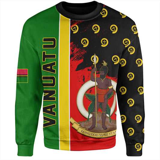 Vanuatu Sweatshirt Melanesian Flag Grunge Symbols Pattern