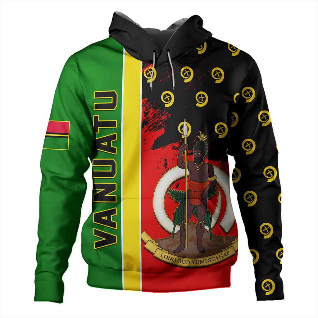 Vanuatu Hoodie Melanesian Flag Grunge Symbols Pattern