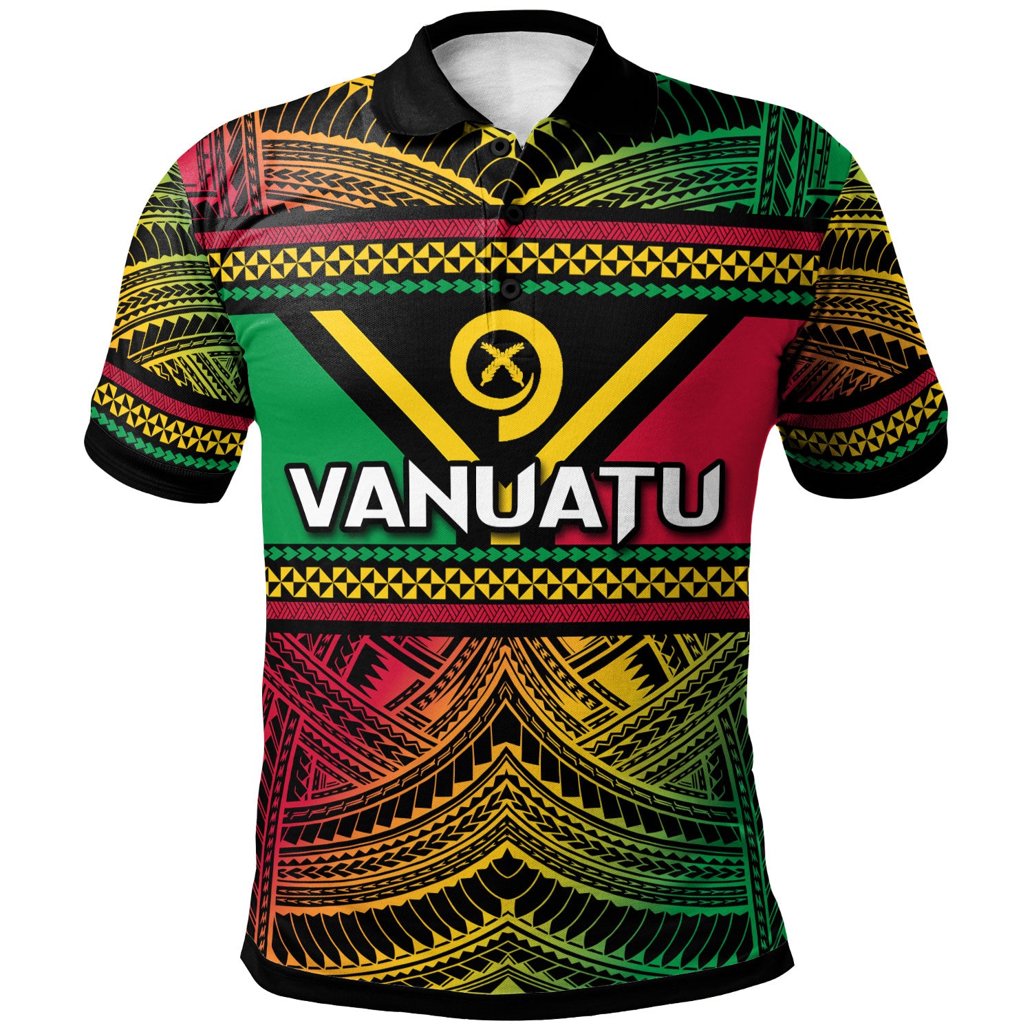 Vanuatu Polo Shirt - Custom Flag Color Polynesian Patterns Polo Shirt