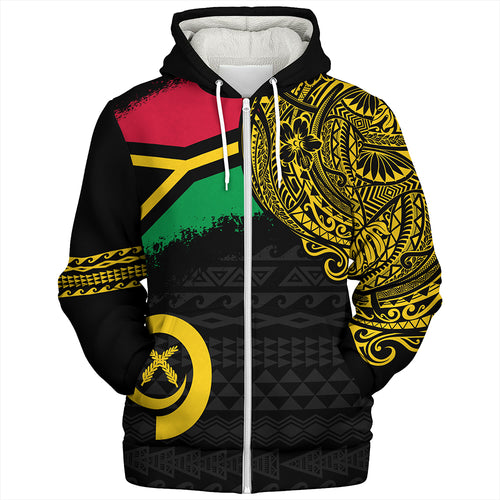 Vanuatu Sherpa Hoodie Polynesian Flag With Coat Of Arms