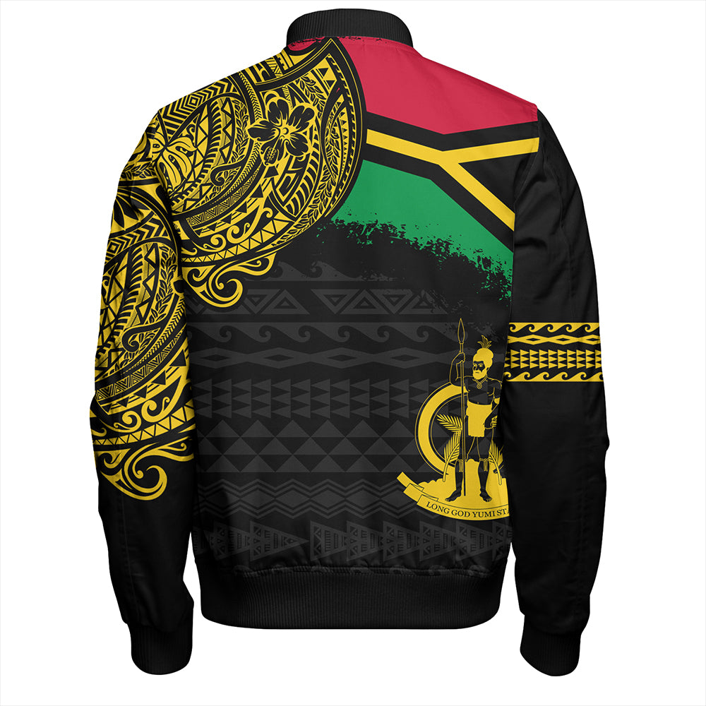 Vanuatu Bomber Jacket Polynesian Flag With Coat Of Arms