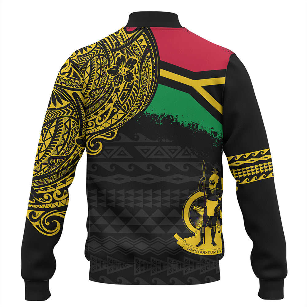 Vanuatu Baseball Jacket Polynesian Flag With Coat Of Arms