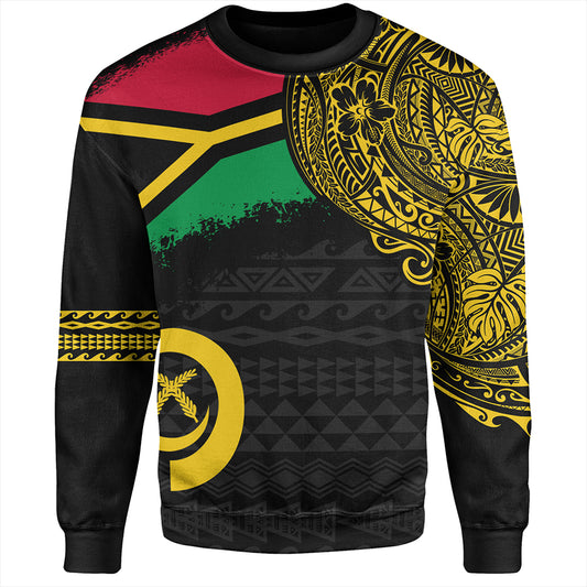 Vanuatu Sweatshirt Polynesian Flag With Coat Of Arms