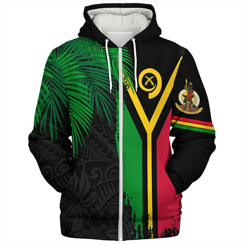 Vanuatu Sherpa Hoodie Special Fabric Leaves