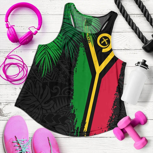 Vanuatu Women Tank Special Fabric Leaves
