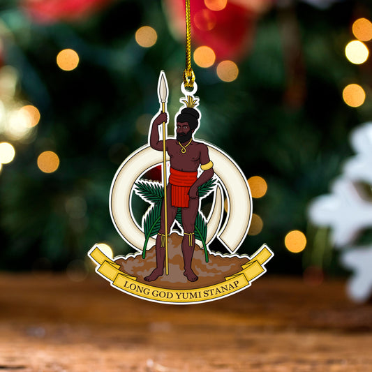 Vanuatu Acrylic And Wooden Ornament Coat Of Arms