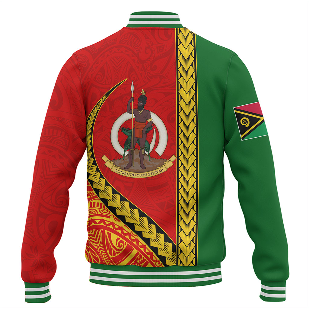 Vanuatu Baseball Jacket Tribal Melanesian Flag And Coat Of Arms