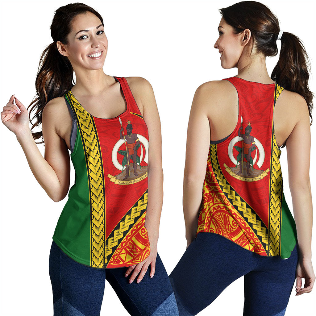 Vanuatu Women Tank Tribal Melanesian Flag And Coat Of Arms