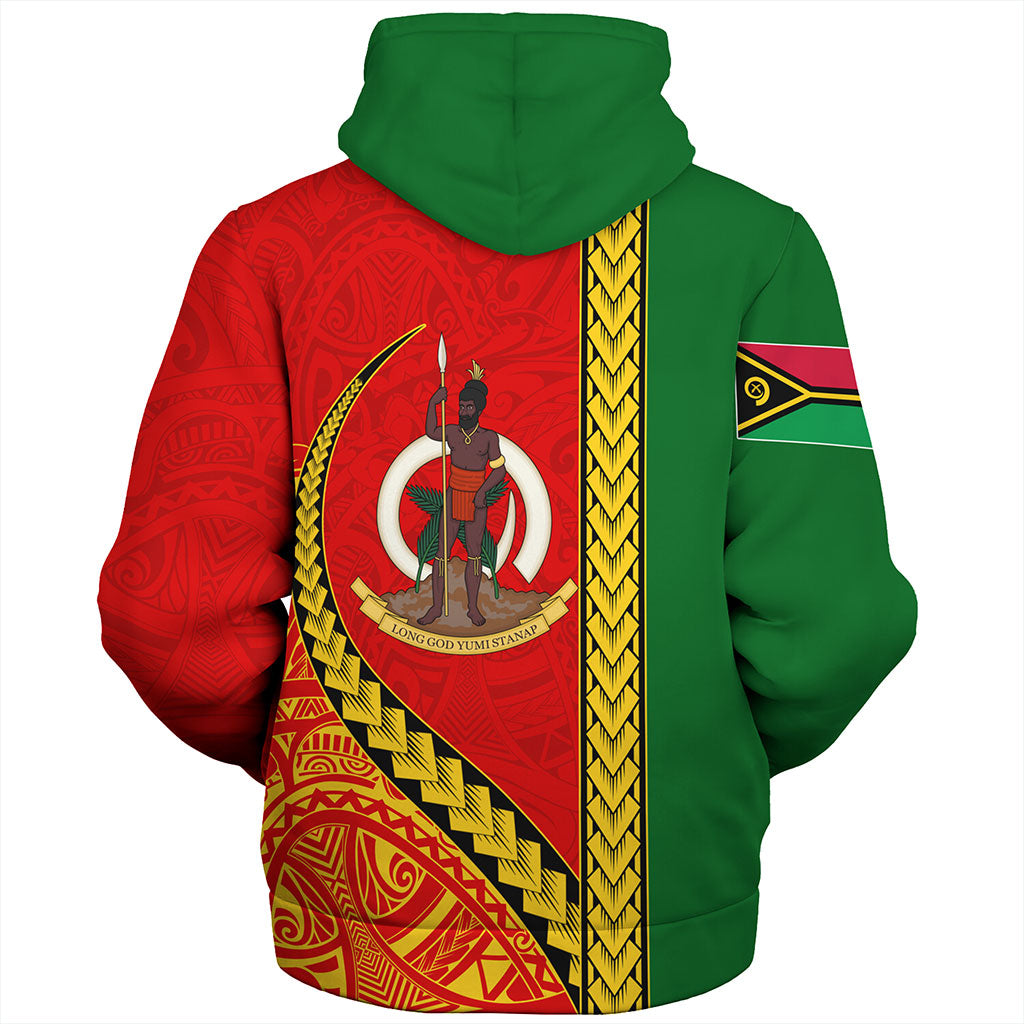 Vanuatu Sherpa Hoodie Tribal Melanesian Flag And Coat Of Arms