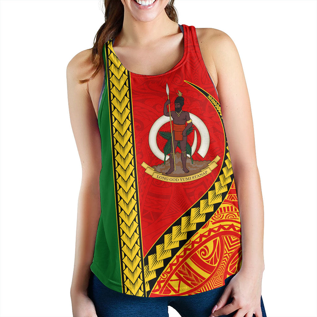 Vanuatu Women Tank Tribal Melanesian Flag And Coat Of Arms