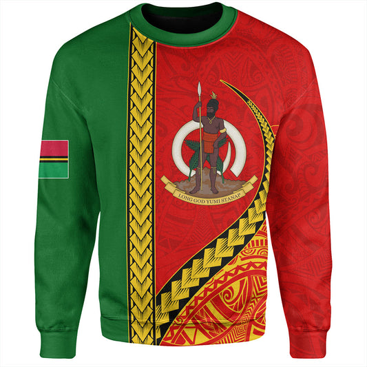 Vanuatu Sweatshirt Tribal Melanesian Flag And Coat Of Arms
