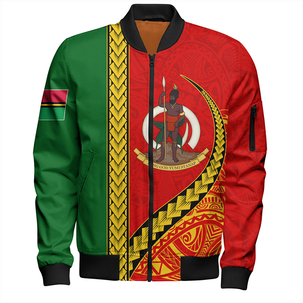 Vanuatu Bomber Jacket Tribal Melanesian Flag And Coat Of Arms