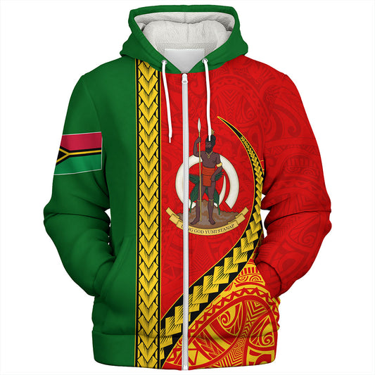 Vanuatu Sherpa Hoodie Tribal Melanesian Flag And Coat Of Arms