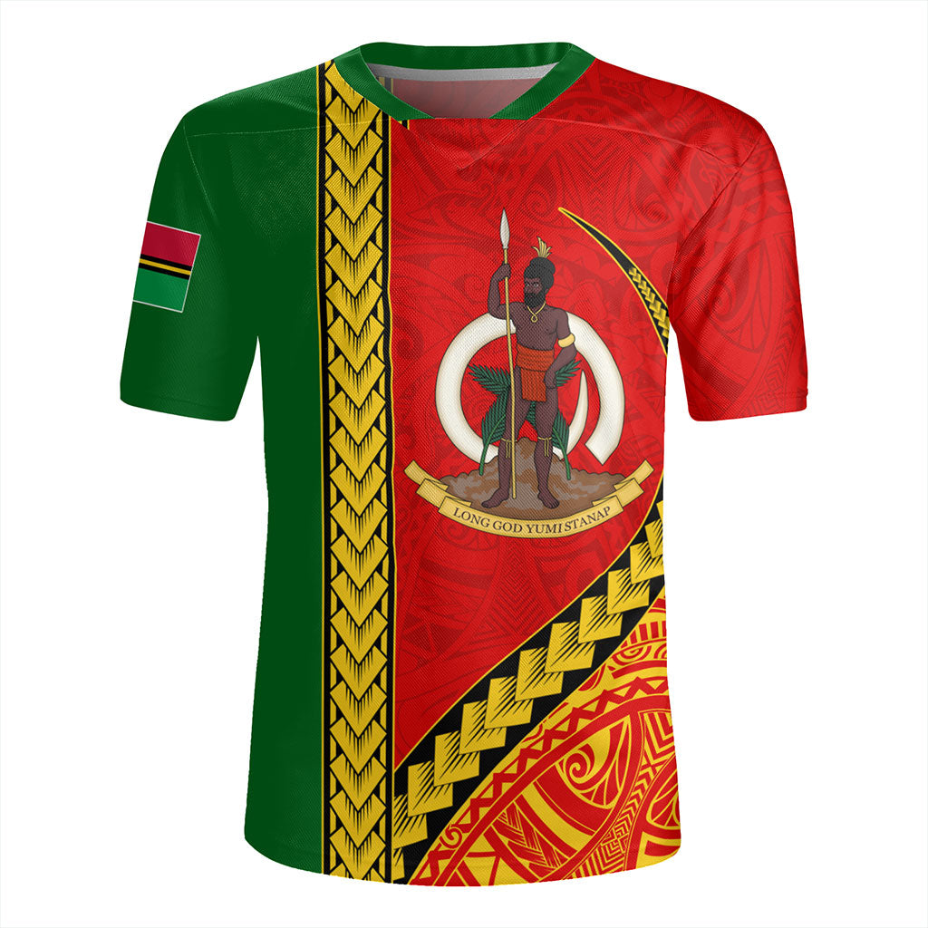 Vanuatu Rugby Jersey Tribal Melanesian Flag And Coat Of Arms