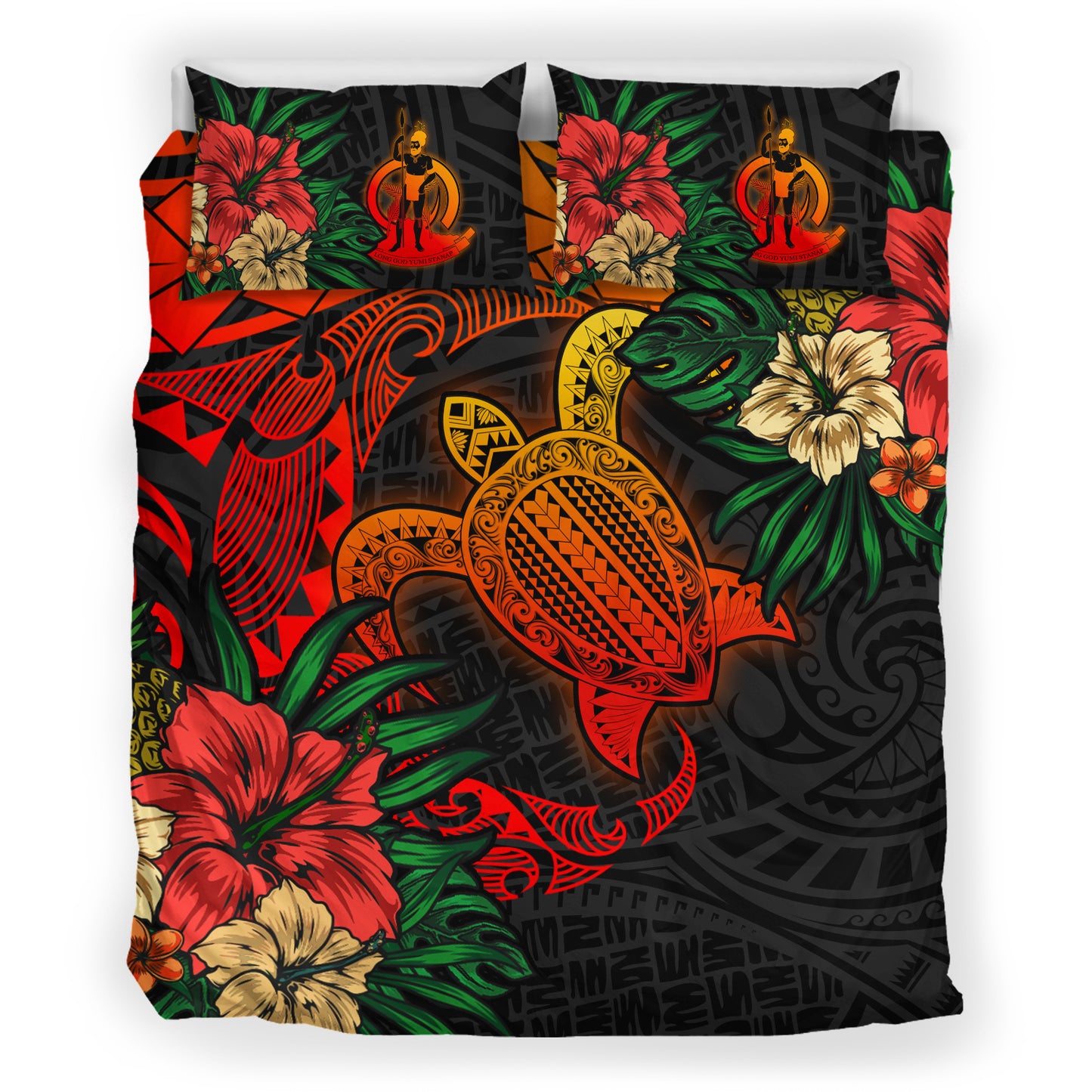 Vanuatu Bedding Set - Vanuatu Polynesian Turtle Tropical Bedding Set