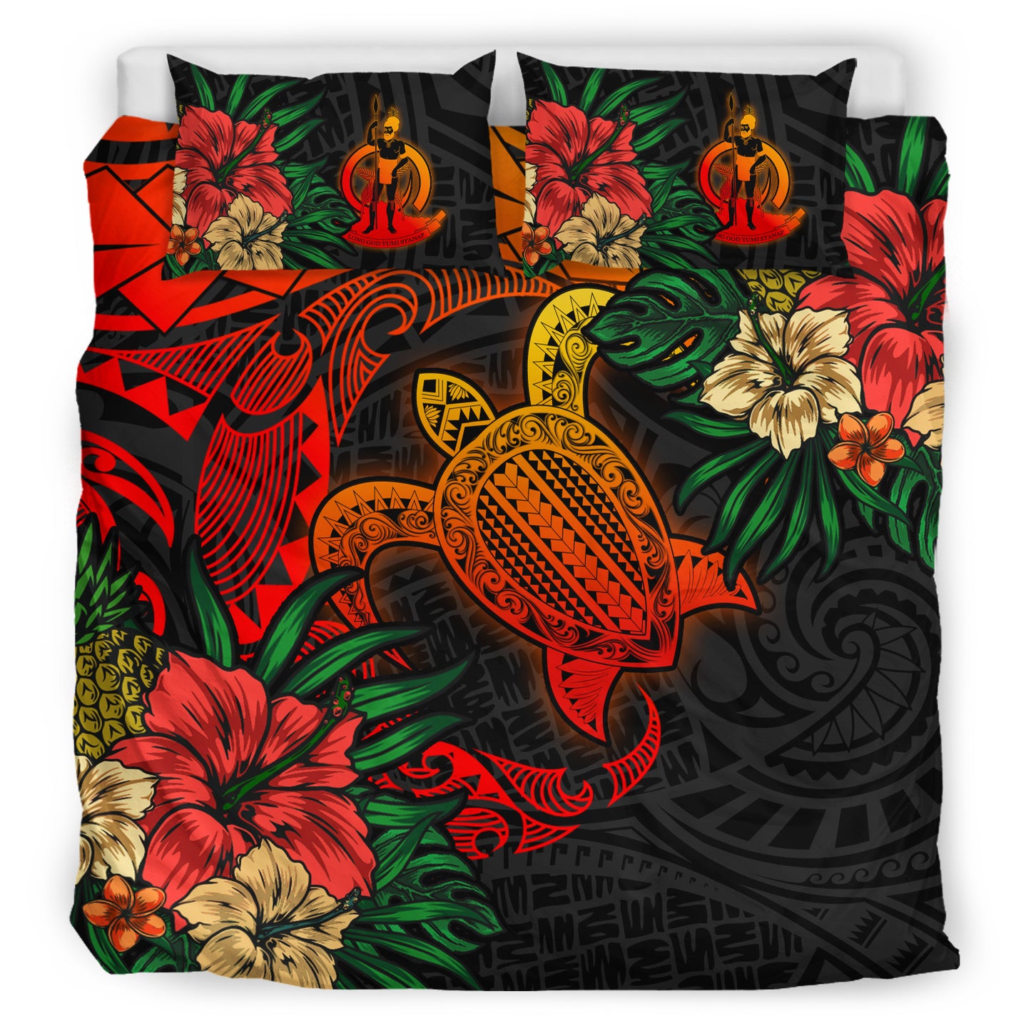 Vanuatu Bedding Set - Vanuatu Polynesian Turtle Tropical Bedding Set