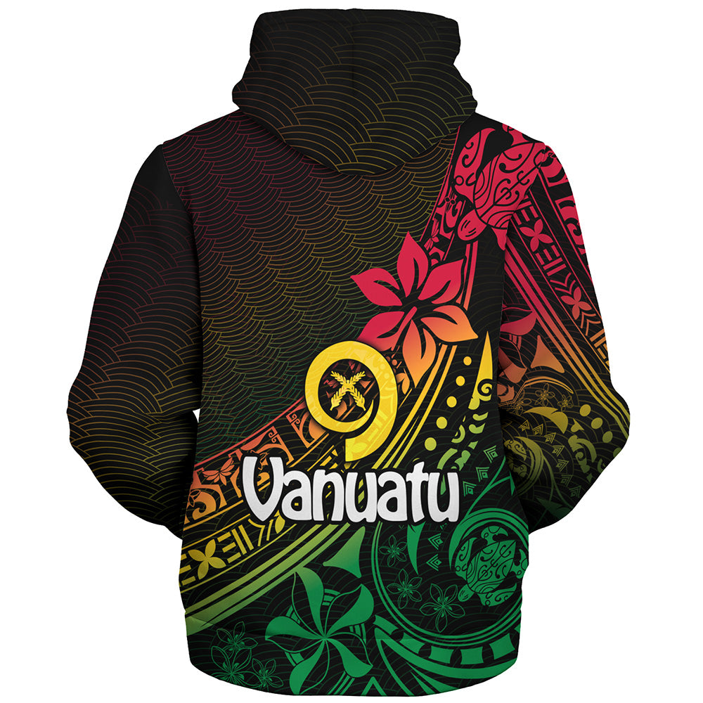 Vanuatu Sherpa Hoodie Long God Yumi Stanap Flag Color Tribal Patterns Style