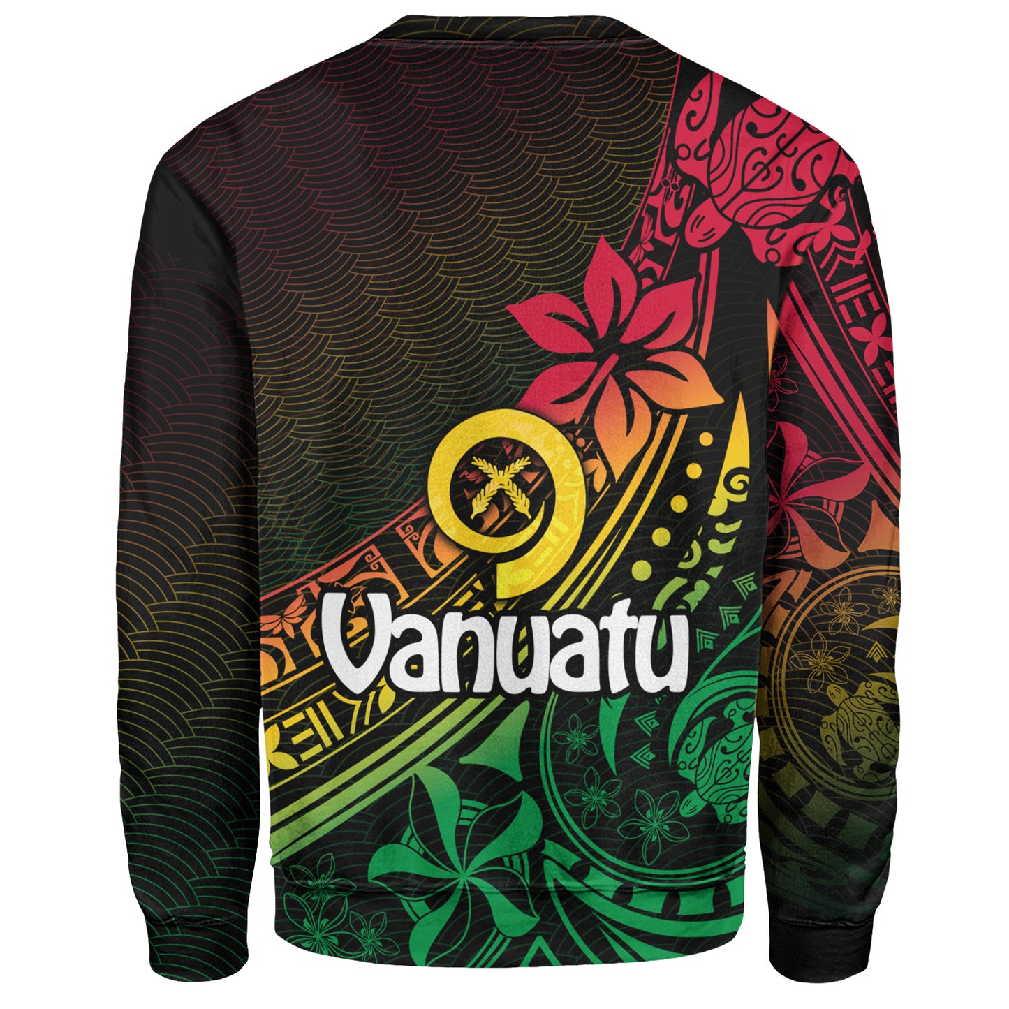 Vanuatu Sweatshirt Long God Yumi Stanap Flag Color Tribal Patterns Style