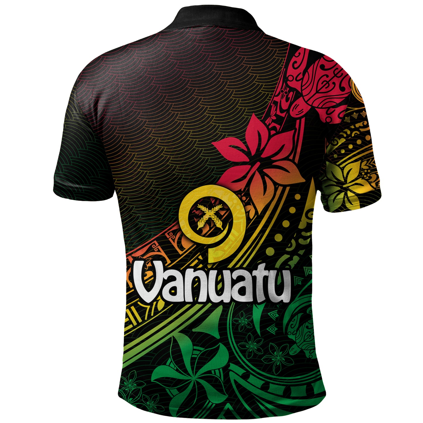 Vanuatu Polo Shirt  Long God Yumi Stanap Flag Color Tribal Patterns Style