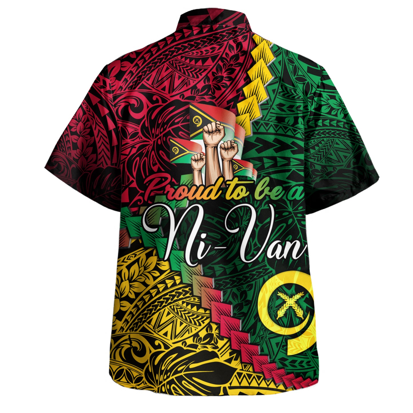 Vanuatu Hawaiian Shirt  Long God Yumi Stanap Flag Color Tribal Patterns Style