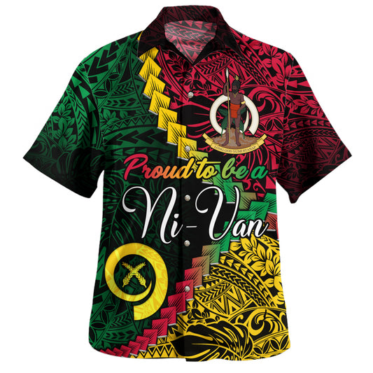 Vanuatu Hawaiian Shirt  Long God Yumi Stanap Flag Color Tribal Patterns Style