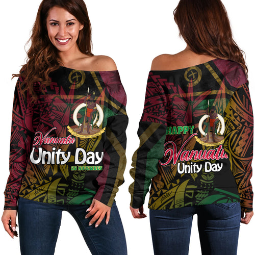 Vanuatu Off Shoulder Sweatshirt Vanuatu Unity Day