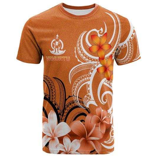 Vanuatu T-Shirt Custom Personalised Floral Spirit Orange