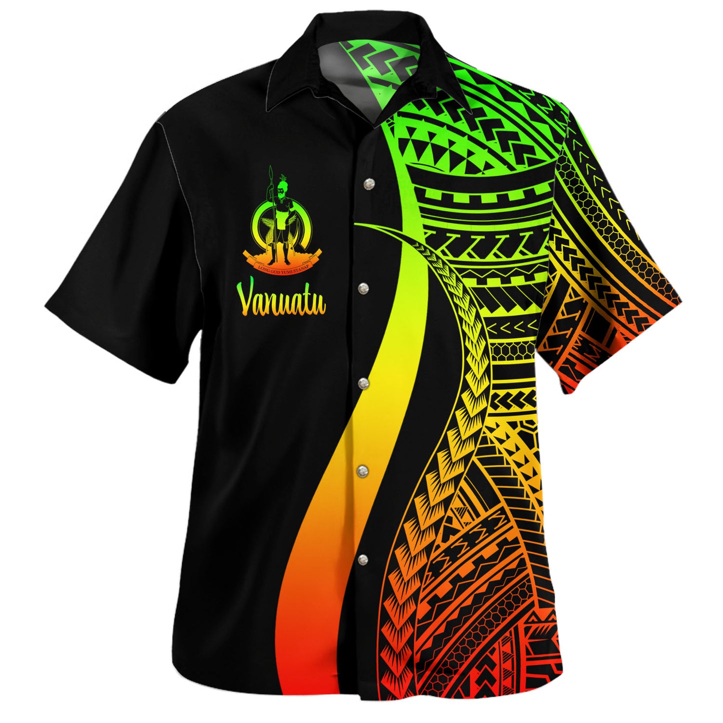 Vanuatu Custom Personalised Hawaiian Shirt Polynesian Tentacle Tribal Pattern