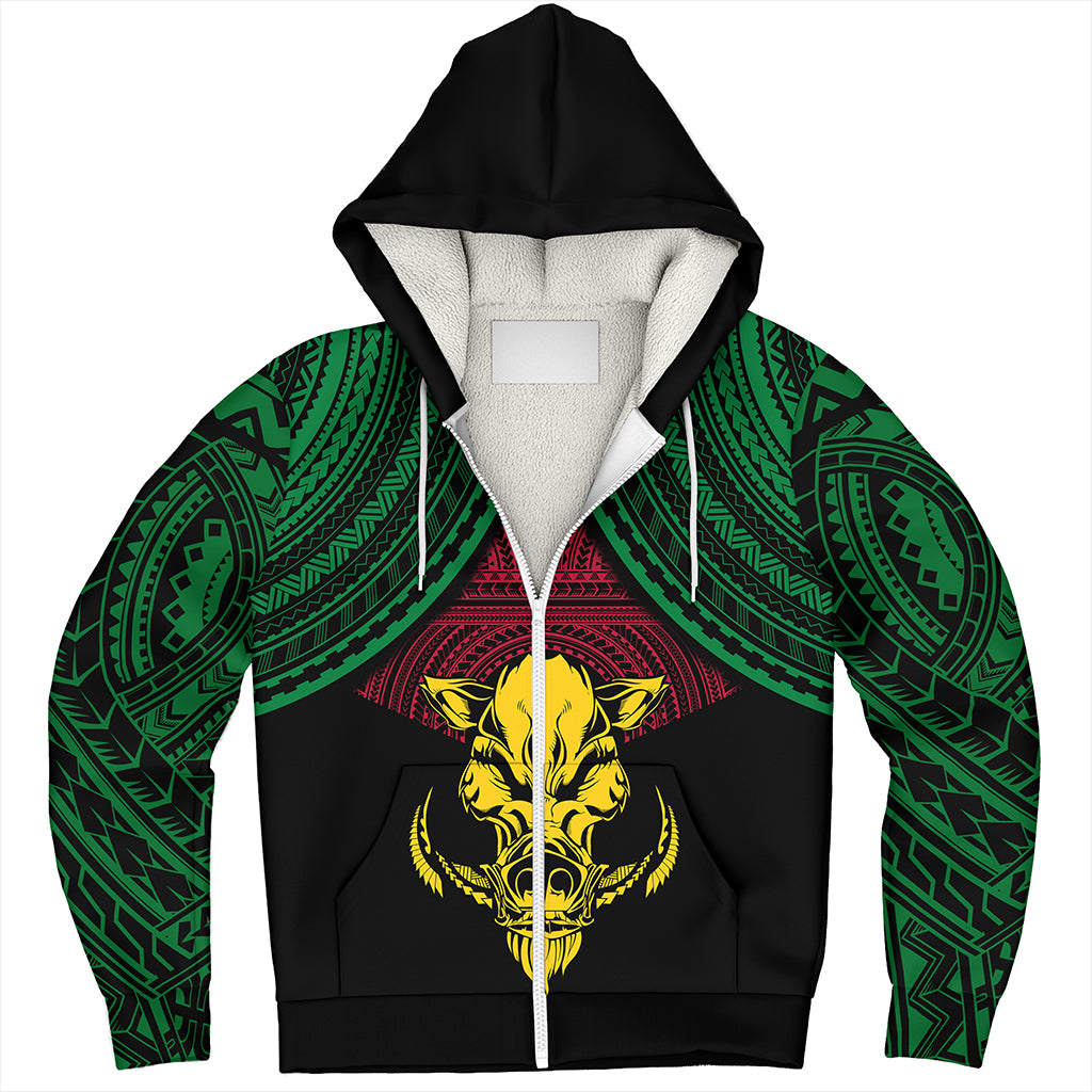 Vanuatu Sherpa Hoodie Coat Of Arms Tribal