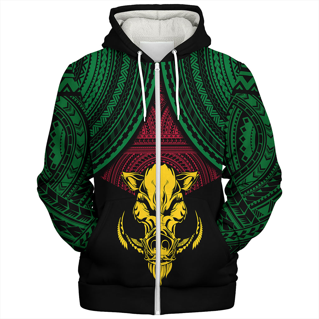 Vanuatu Sherpa Hoodie Coat Of Arms Tribal
