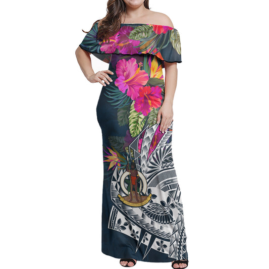 Vanuatu Off Shoulder Long Dress Polynesian Summer Vibes
